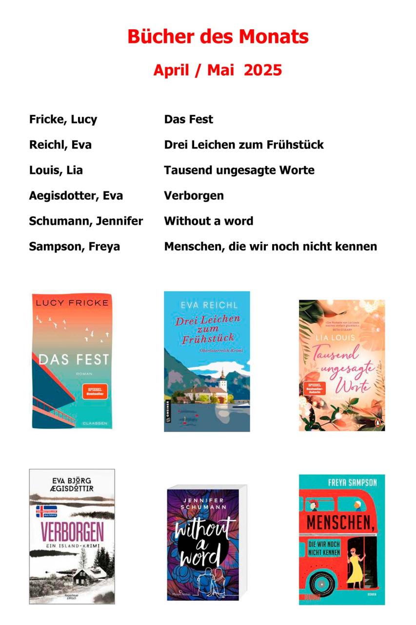 Bücher des Monats April - Mai 2025