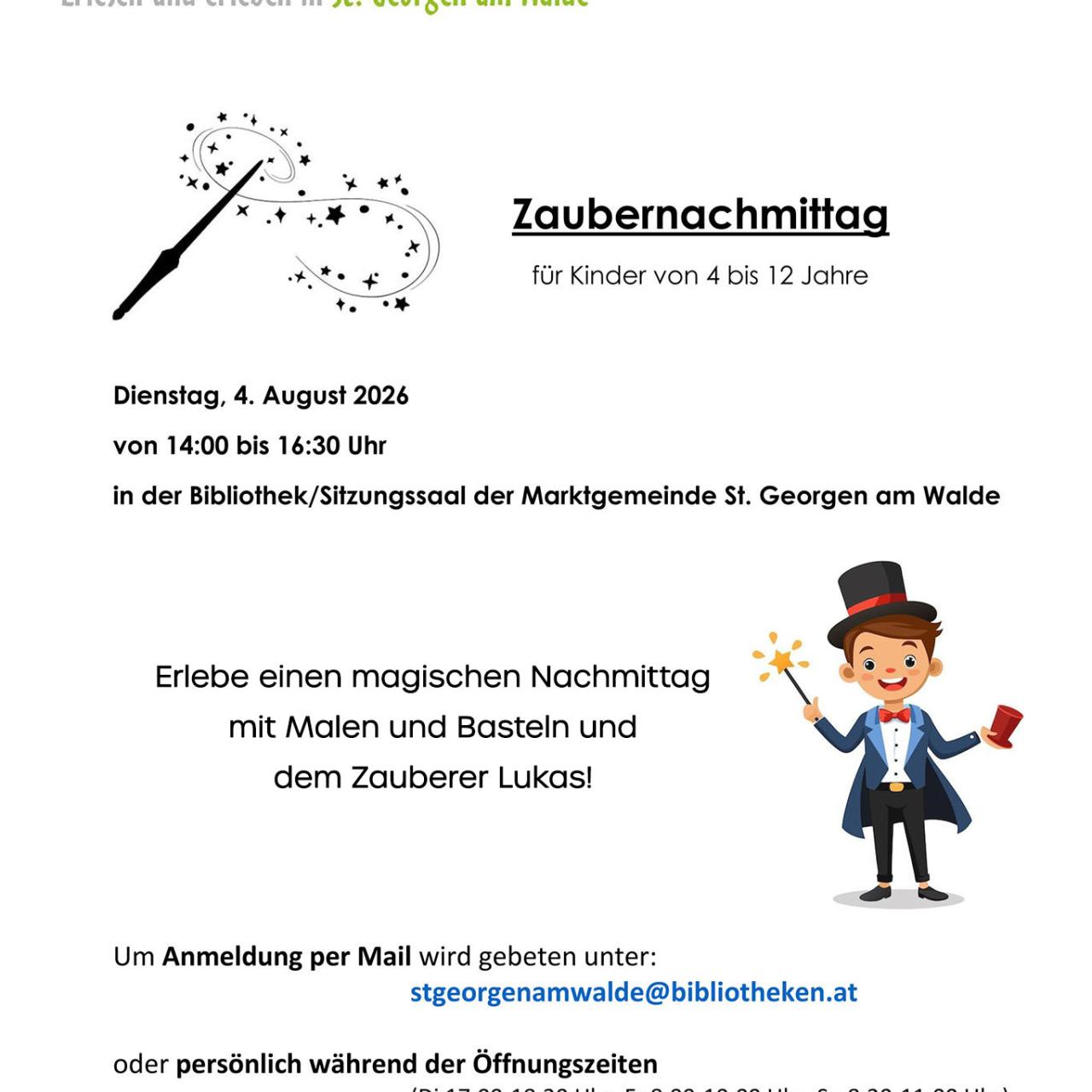 Kinderferienaktion - Zaubernachmittag